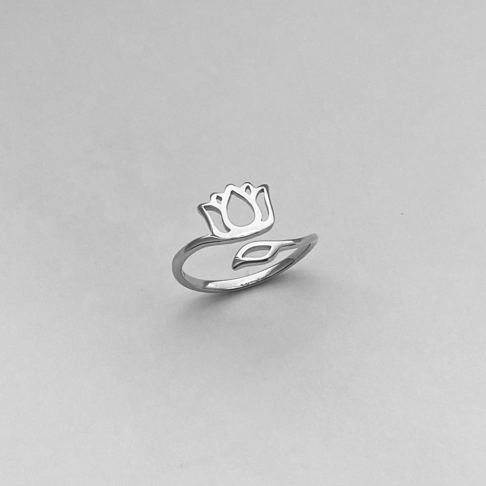 Sterling Silver Wraparound Lotus Ring, Boho Ring - Picture 13 of 15
